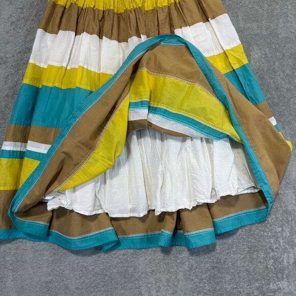 Grace Elements Pleated Striped Skirt Women's 8 100% Cotton Lined Side Zip Light - Picture 7 of 7